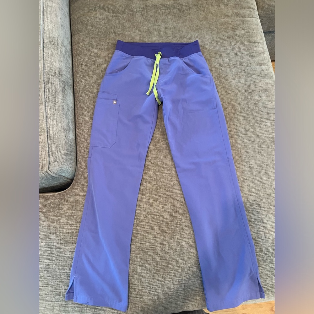 Figs Purple Joggers with Neon Yellow Drawstring